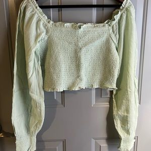 Aerie Long Sleeve Pretty Smocked Top
